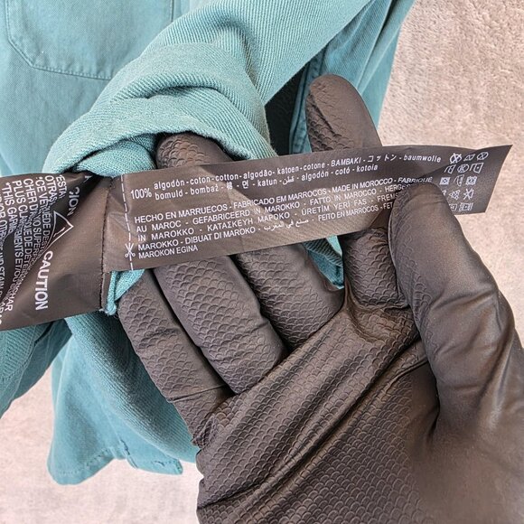 Zara Shirt Mens Medium Blue Green Button Up Long Sleeve Utility Pockets Cotton - Picture 8 of 9